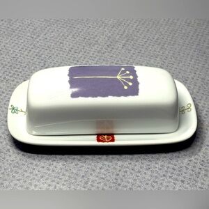 Vintage Ceramic BIA Cordon Bleu Covered Stick Butter Dish in Lavender Floral